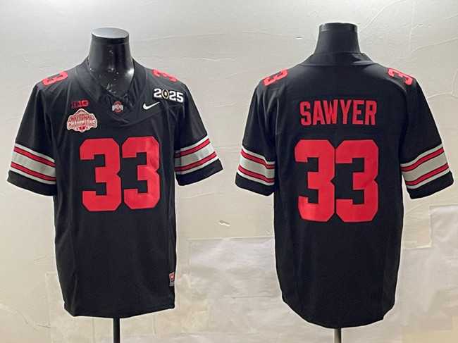 Mens Ohio State Buckeyes #33 Jack Sawyer Black 2025 CFP Final With National Champions Patch F.U.S.E. Vapor Limited Stitched Jersey->ohio state buckeyes->NCAA Jersey